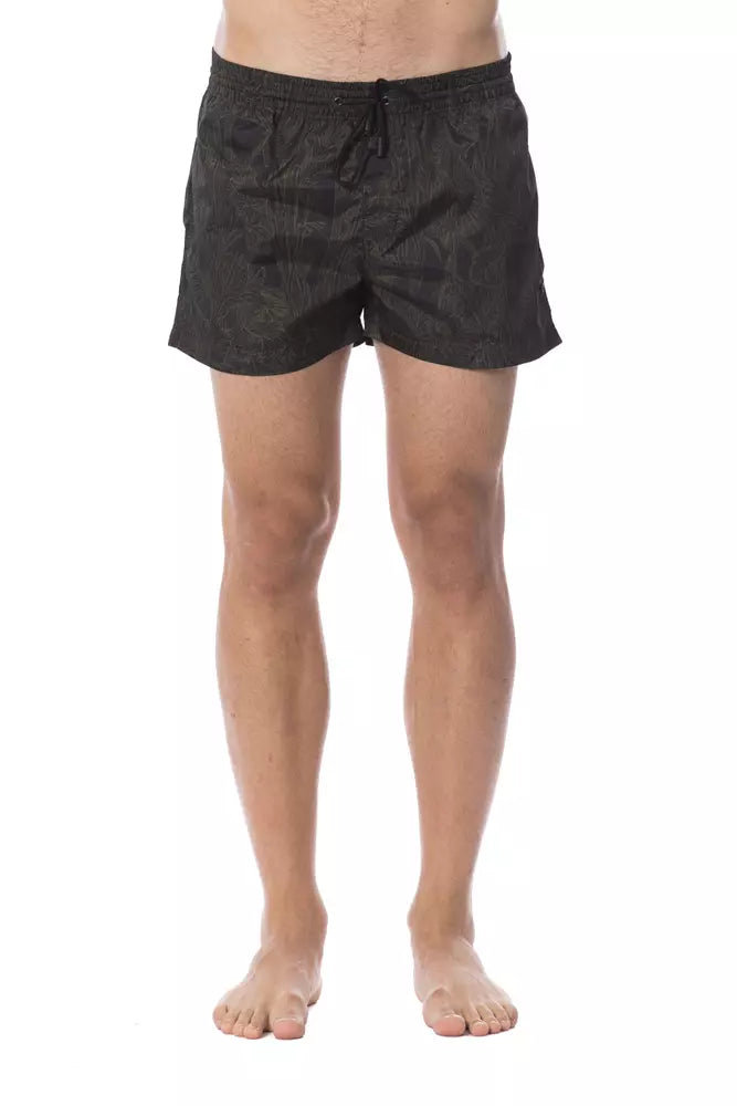 Swim Shorts by Roberto Cavalli Sport for men in modal & polyester military-green showcases a contemporary silhouette, artfully capturing the essence of the contemporary Men's Modal & Polyester Swim Shorts design for a sophisticated look.