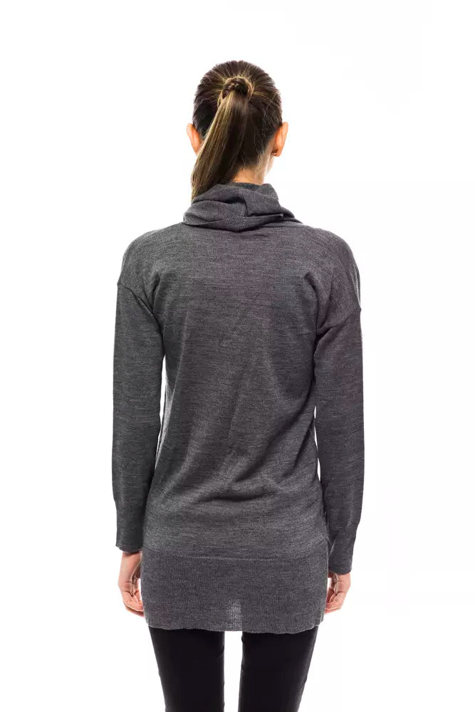 Montana Blu Women's Gray Wool High Collar Sweater