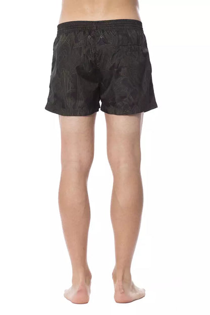 Swim Shorts by Roberto Cavalli Sport for men in modal & polyester military-green features a resort ready silhouette, capturing the beach-ready style of the Men's Modal & Polyester Swim Shorts collection.