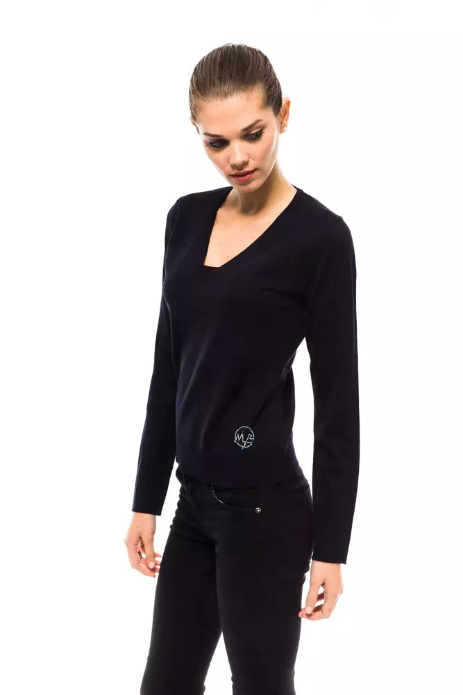 Montana Blu Women's Blue Wool V-neck Sweater