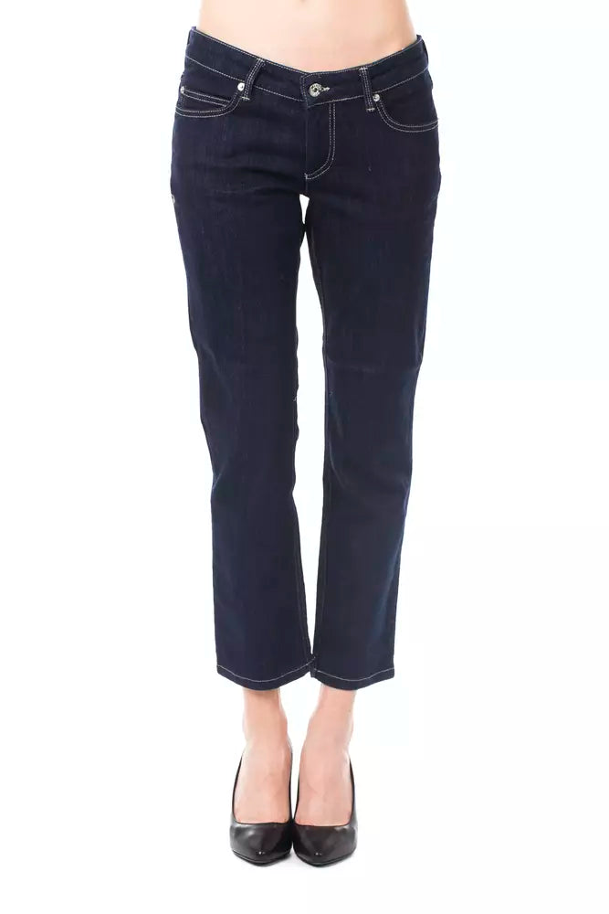 Blue Cotton Capri Jeans