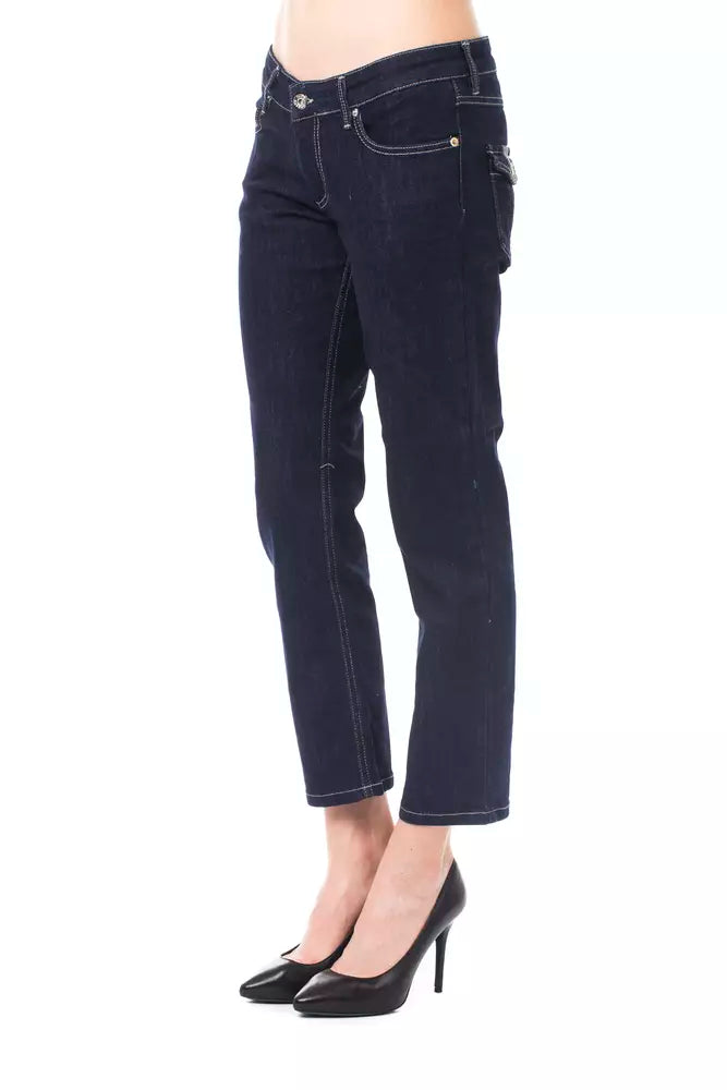 Blue Cotton Capri Jeans