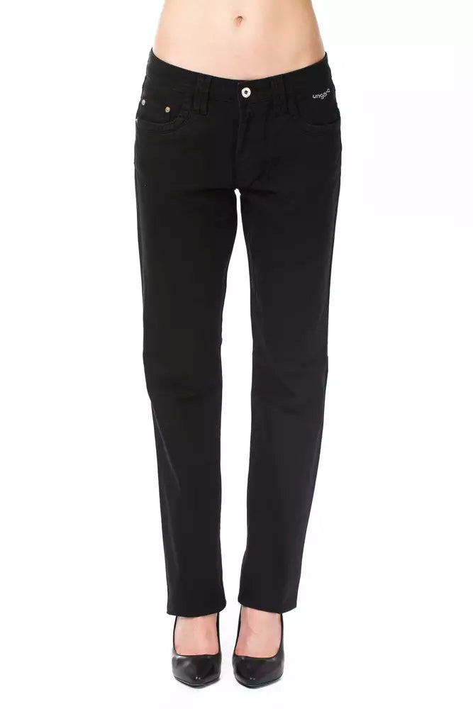 Black Cotton Regular Fit Jeans