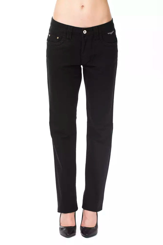 Black Cotton Regular Fit Jeans