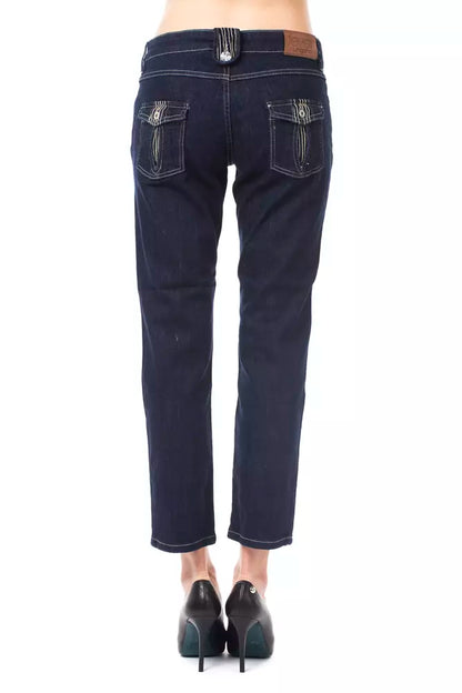 Blue Cotton Capri Jeans