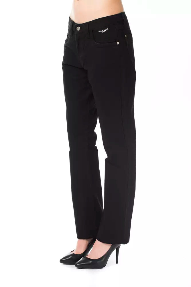 Black Cotton Regular Fit Jeans