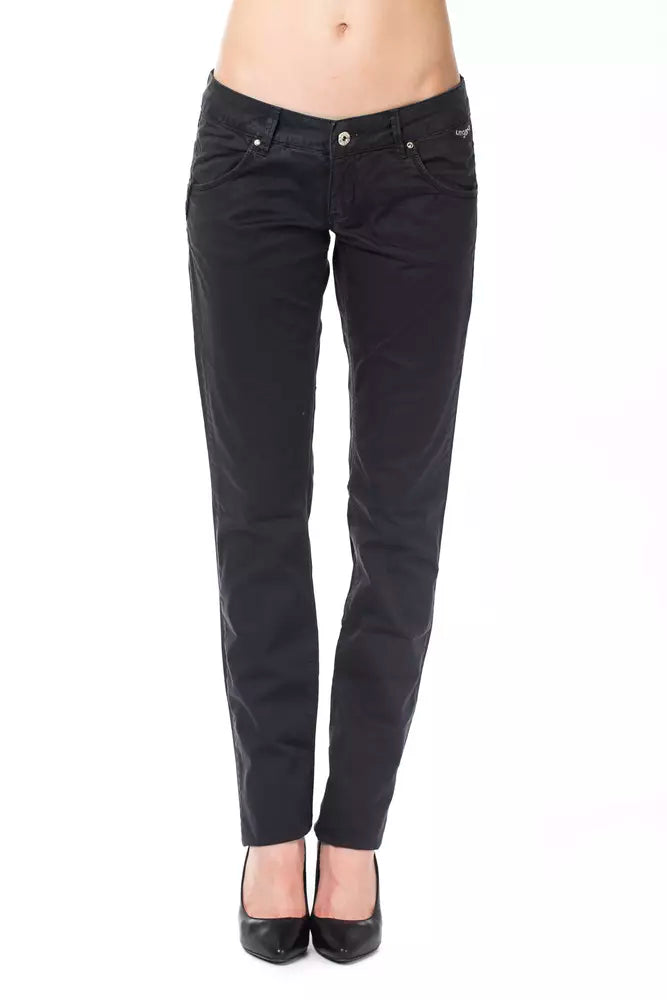 Blue Cotton Regular Fit Pants