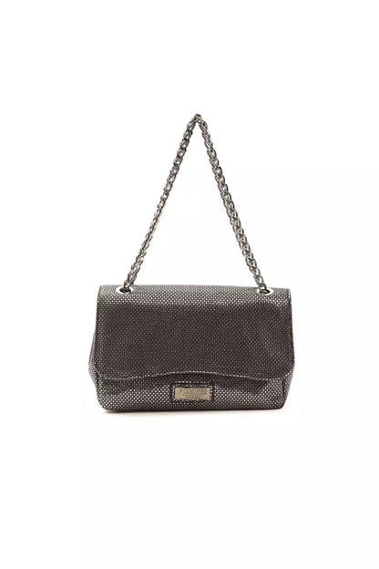 Compact Crossbody Handbag by Pompei Donatella for women in leather gray & print features a transformative elegance silhouette, showcasing a secure , organized , and versatile crossbody-strap & adjustable-strap for a transformative elegance look.