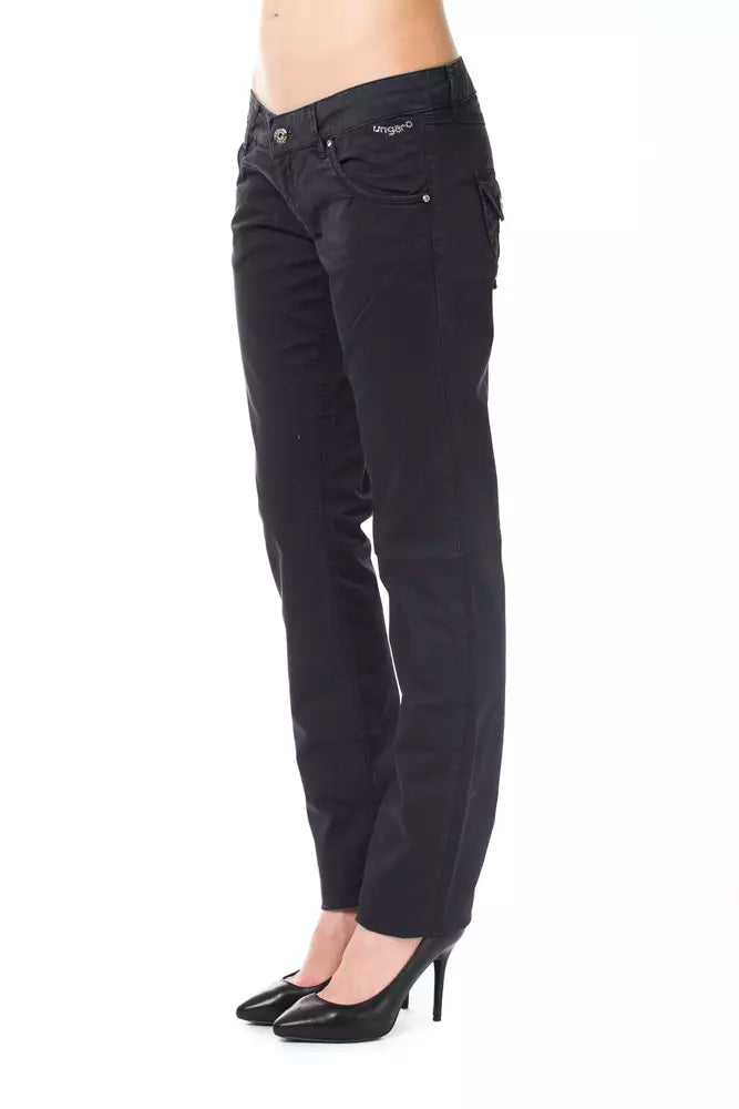 Blue Cotton Regular Fit Pants
