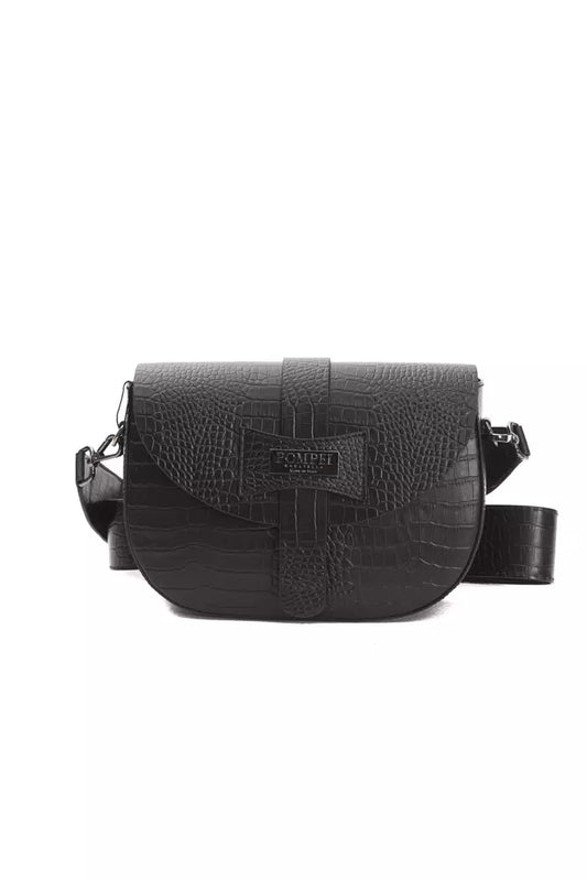 Crossbody Flap Handbag by Pompei Donatella for women in crocodile skin leather black, silver & print showcases a versatile sophistication silhouette, featuring a secure flap, versatile sophistication , and versatile crossbody-strap for a versatile sophistication finish.