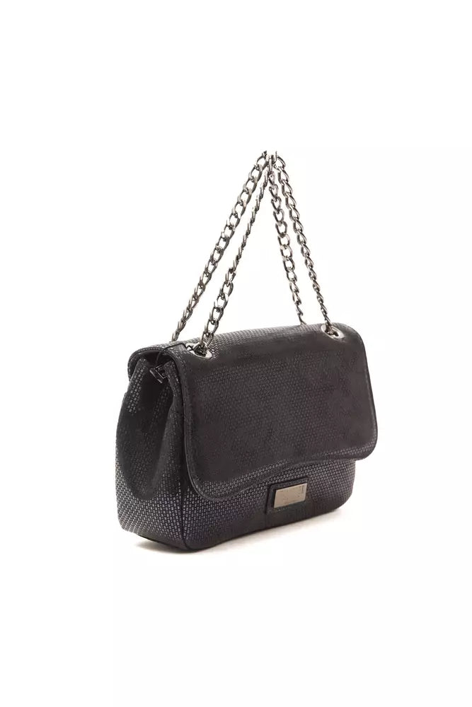 Crossbody Handbag by Pompei Donatella for women in leather navy & signature features an multi-faceted design with a secure , ample , and versatile crossbody-strap for a multi-faceted finish.