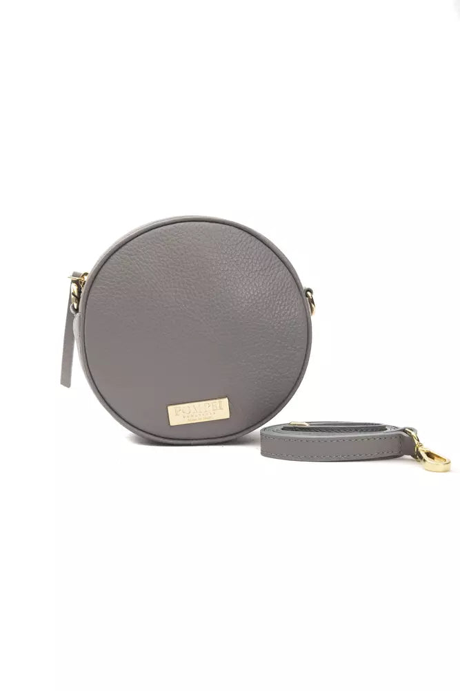 Small Crossbody Oval Handbag by Pompei Donatella for women in leather gray features an multi-faceted design with a secure , ample , and versatile crossbody-strap for a multi-faceted finish.