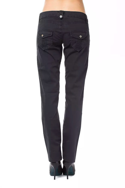 Blue Cotton Regular Fit Pants