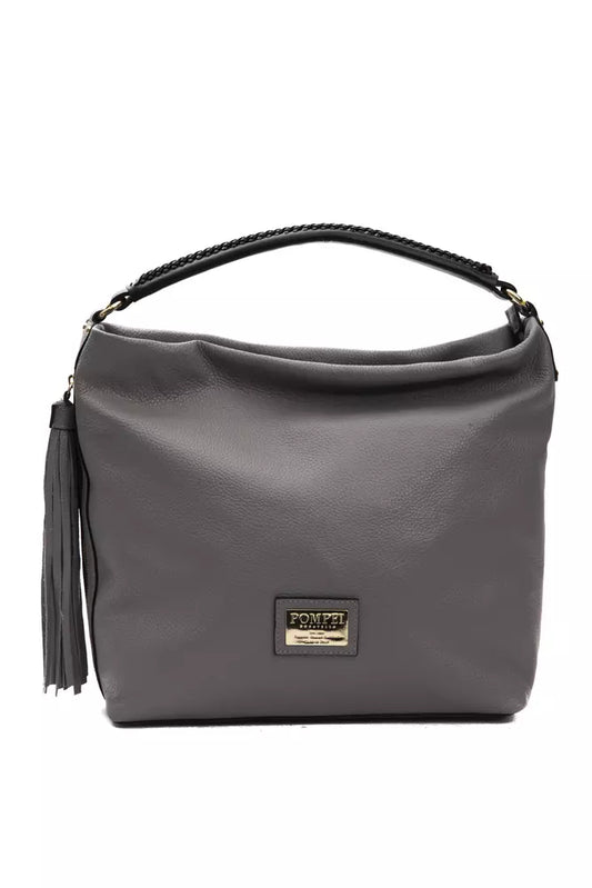 Shoulder Bag by Pompei Donatella for women in leather & metal gray & gold features a effortless sophistication silhouette, secured by a zipper with ample and versatile shoulder-strap, handle & adjustable-strap for a effortless sophistication finish.