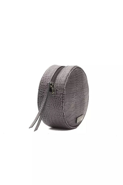 Small Crossbody Oval Handbag by Pompei Donatella for women in crocodile skin leather gray & print showcases a versatile sophistication silhouette, featuring a secure zipper, versatile sophistication , and versatile crossbody-strap & detachable-strap for a versatile sophistication finish.