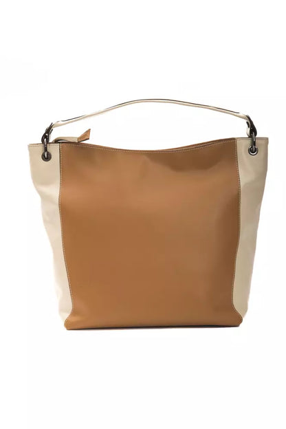 Shoulder Bag by Pompei Donatella for women in leather brown, gold, signature-print & signature features a effortless chic silhouette with a secure zipper, ample , and versatile shoulder-strap & adjustable-strap for a effortless chic finish.