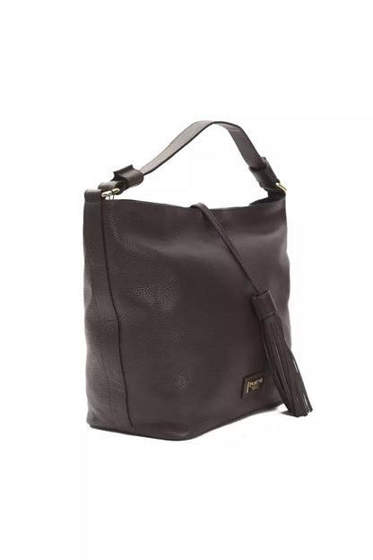 Shoulder Bag by Pompei Donatella for women in leather brown showcases a statuesque silhouette, artfully detailed with a secure , organized , and versatile shoulder-strap, adjustable-strap & detachable-strap for a statuesque look.