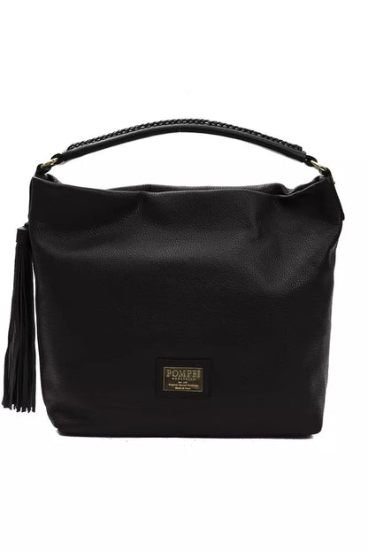 Shoulder Bag by Pompei Donatella for women in leather black & print showcases a statuesque silhouette, artfully detailed with a secure , organized , and versatile shoulder-strap & adjustable-strap for a statuesque look.