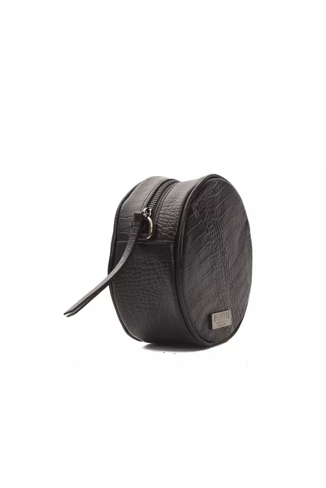 Oval Crossbody Handbag by Pompei Donatella for women in crocodile skin leather black, signature & print showcases a versatile sophistication silhouette, featuring a secure , versatile sophistication , and versatile crossbody-strap for a versatile sophistication finish.