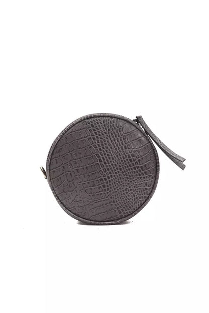 Small Crossbody Oval Handbag by Pompei Donatella for women in crocodile skin leather gray & print features an multi-faceted design with a secure zipper, ample , and versatile crossbody-strap & detachable-strap for a multi-faceted finish.