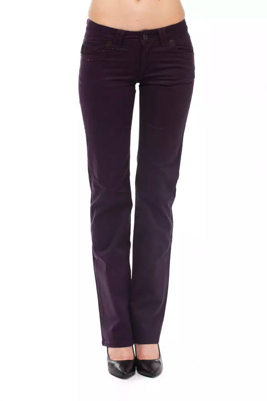 Purple Cotton Regular Fit Jeans