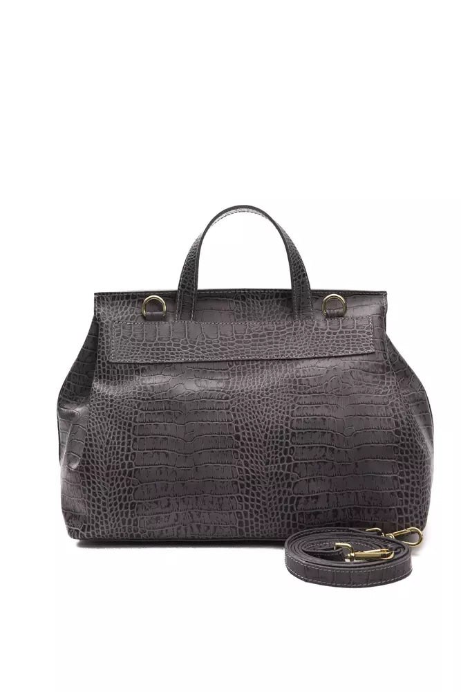 Travel Backpack Handbag by Pompei Donatella for women in crocodile skin leather gray, signature-print & print presents a ornamental silhouette, showcasing a secure , ample , and versatile backpack-strap & adjustable-strap for a ornamental finish.