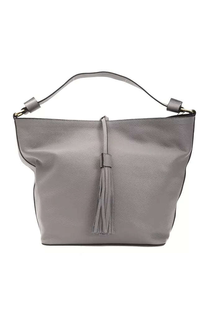 Shoulder Bag by Pompei Donatella for women in leather gray & light-grey features an effortlessly chic silhouette with a secure zipper, ample , and versatile shoulder-strap & adjustable-strap for effortlessly chic everyday luxury.