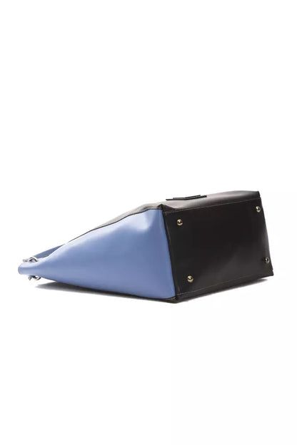 Shoulder Bag by Pompei Donatella for women in leather black, blue & silver presents a statuesque silhouette, showcasing a secure and statuesque with versatile shoulder-strap & adjustable-strap for a sophisticated look.
