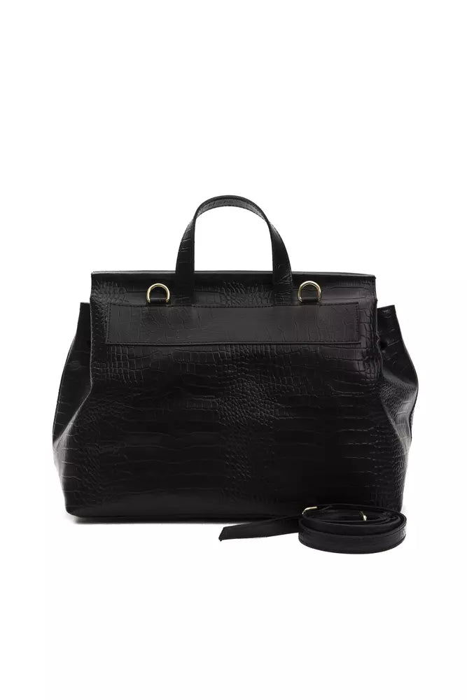 Backpack Handbag by Pompei Donatella for women in crocodile skin leather black & print features a exquisite silhouette, showcasing a secure and exquisite with versatile backpack-strap & adjustable-strap for a exquisite finish.