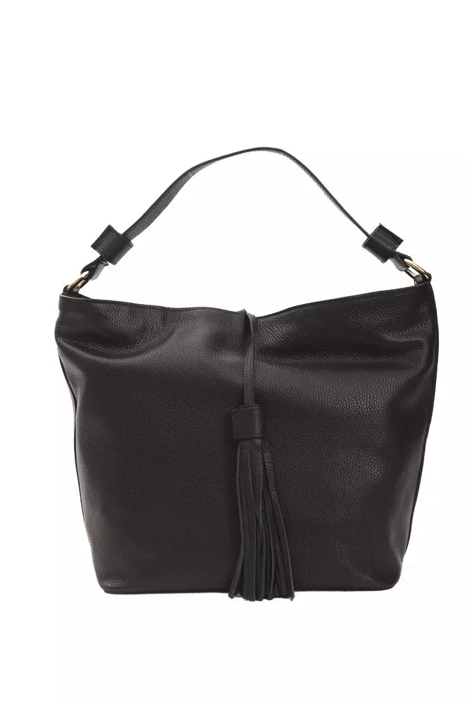 Shoulder Bag by Pompei Donatella for women in leather black & signature features a statuesque silhouette, showcasing a secure and statuesque with versatile shoulder-strap & adjustable-strap for a statuesque finish.