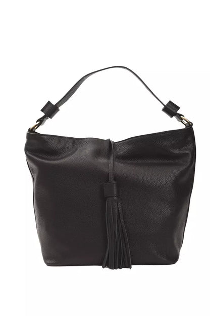 Shoulder Bag by Pompei Donatella for women in leather black & signature features a statuesque silhouette, showcasing a secure and statuesque with versatile shoulder-strap & adjustable-strap for a statuesque finish.