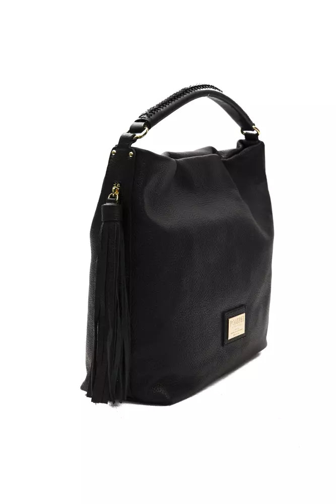 Shoulder Bag by Pompei Donatella for women in leather black & print presents a statuesque silhouette, showcasing a secure and statuesque with versatile shoulder-strap & adjustable-strap for a sophisticated look.