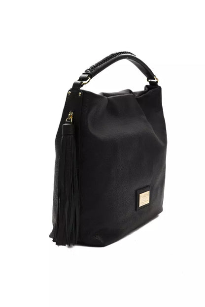 Shoulder Bag by Pompei Donatella for women in leather black & print presents a statuesque silhouette, showcasing a secure and statuesque with versatile shoulder-strap & adjustable-strap for a sophisticated look.
