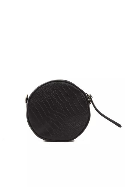 Oval Crossbody Handbag by Pompei Donatella for women in crocodile skin leather black, signature & print features an versatile silhouette, showcasing a secure and versatile with versatile crossbody-strap for a versatile finish.