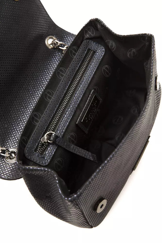 Crossbody Handbag by Pompei Donatella for women in leather navy & signature features a versatile chic silhouette, meticulously detailed with a secure , ample , and versatile crossbody-strap.