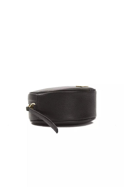Small Crossbody Oval Handbag by Pompei Donatella for women in leather black features a versatile chic silhouette, meticulously detailed with a secure , ample , and versatile crossbody-strap & shoulder-strap.