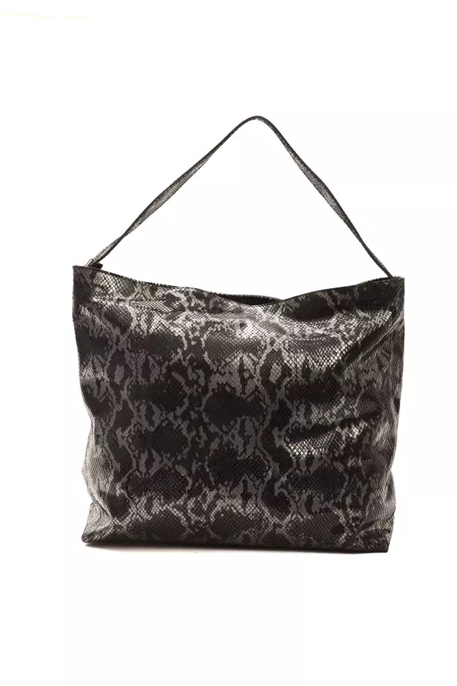 Shoulder Bag by Pompei Donatella for women in python leather dark-gray & print features a statuesque silhouette, showcasing a secure and statuesque with versatile shoulder-strap & adjustable-strap for a statuesque finish.