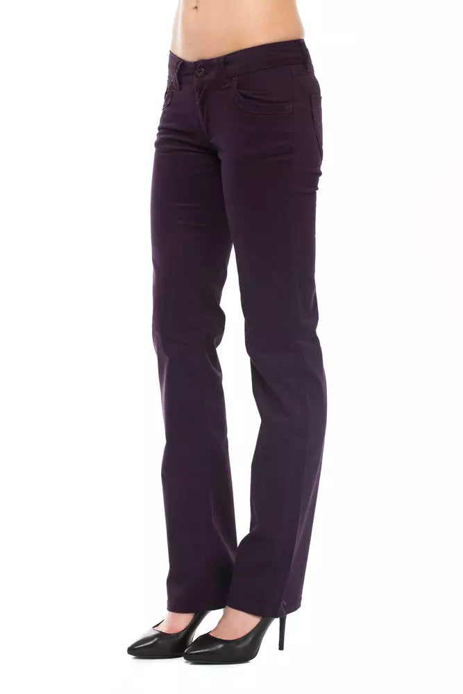 Purple Cotton Regular Fit Jeans