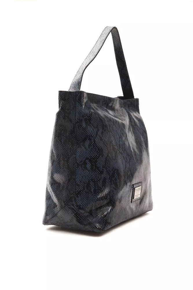 Evening Shoulder Bag by Pompei Donatella for women in python leather blue & print features a effortless sophistication silhouette, secured by a with ample and versatile shoulder-strap & adjustable-strap for a effortless sophistication finish.