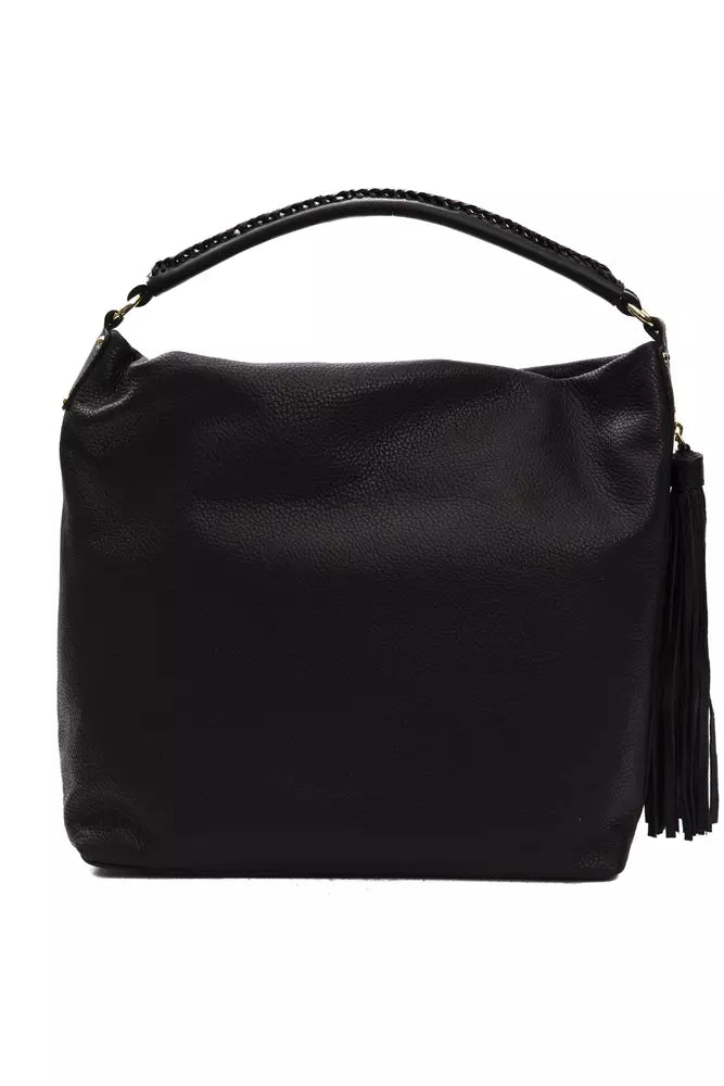 Shoulder Bag by Pompei Donatella for women in leather black & print presents a statuesque silhouette, showcasing a secure and statuesque with versatile shoulder-strap & adjustable-strap for a sophisticated look.