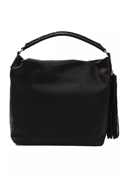 Shoulder Bag by Pompei Donatella for women in leather black & print presents a statuesque silhouette, showcasing a secure and statuesque with versatile shoulder-strap & adjustable-strap for a sophisticated look.