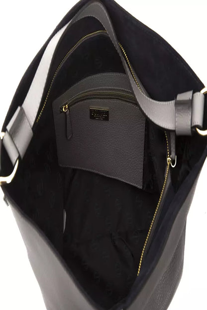 Shoulder Bag by Pompei Donatella for women in leather gray & light-grey features a stately silhouette, showcasing a secure zipper, ample , and stately shoulder-strap & adjustable-strap for a stately finish.