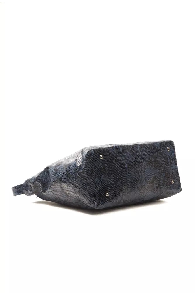Evening Shoulder Bag by Pompei Donatella for women in python leather blue & print presents a statuesque silhouette, showcasing a secure and statuesque with versatile shoulder-strap & adjustable-strap for a sophisticated look.