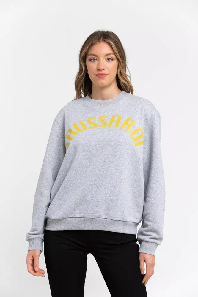 Trussardi Women's Gray Cotton Round Neck Sweatshirt Sweater
