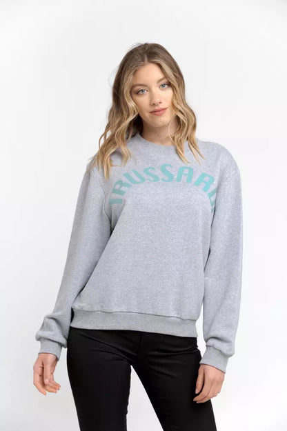 Trussardi Women's Gray Cotton Round Neck Sweatshirt Sweater