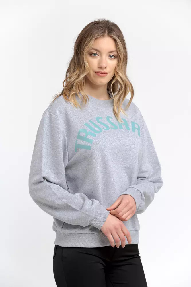 Trussardi Women's Gray Cotton Round Neck Sweatshirt Sweater
