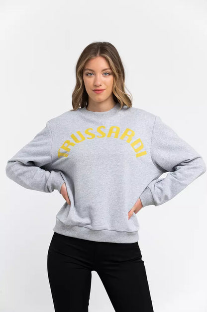 Trussardi Women's Gray Cotton Round Neck Sweatshirt Sweater