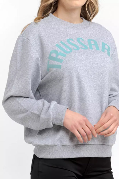 Trussardi Women's Gray Cotton Round Neck Sweatshirt Sweater