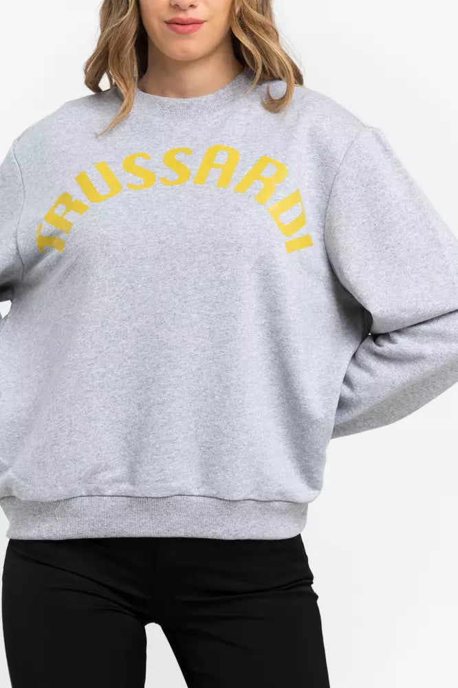 Trussardi Women's Gray Cotton Round Neck Sweatshirt Sweater