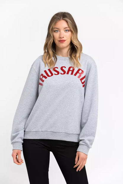 Trussardi Women's Gray Cotton Round Neck Sweatshirt Sweater